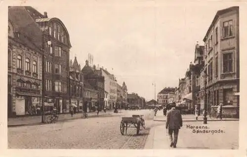 A977 Dänemark Sondergade Horsens Wagen Fahrräder Vintage Postkarte