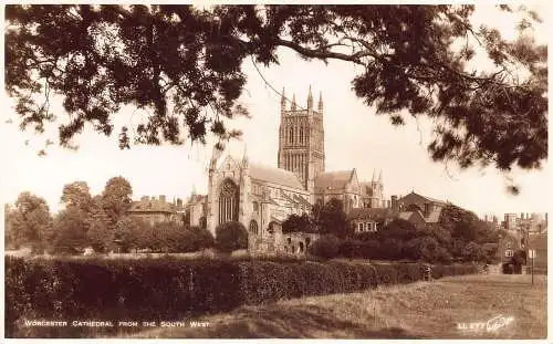 A943 England Worcester Cathedral From South West RPPC Vintage Postkarte