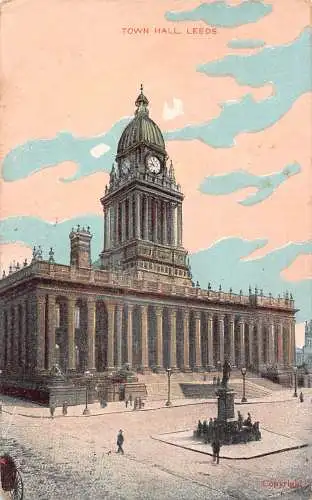 A943 England 1907 Rathaus Leeds Vintage Postkarte