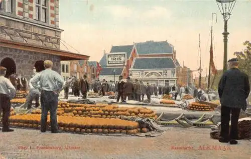 A977 Niederländischer Käsemarkt Alkmaar Iris Mercarint Vintage Postkarte