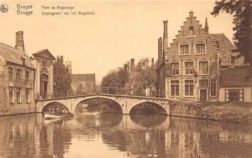 C055 Belgien Brügge Pont du Beginenhof, Boot Vintage Postkarte