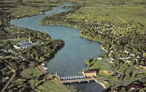 A962 US Upper St Joe River Power Dam Elkhart Indiana Vintage Postkarte