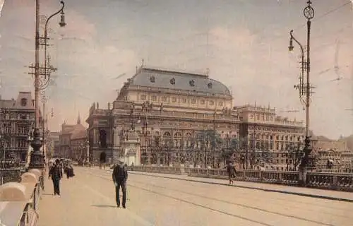 A975 Tschechien 1910 Prager Nationaltheater Vintage Postkarte