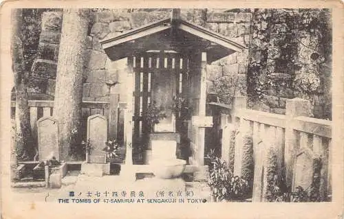 A974 Japan Gräber von 47 Samurai in Sengakuji in Tokio Vintage Postkarte