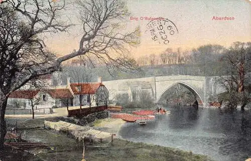 A949 Schottland 1909 Aberdeen Brig O'Balgownie Bridge Vintage Postkarte