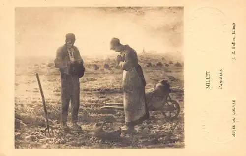 A978 Musee du Louvre Hirse Bauernpaar betet Landwirtschaft Kunst Postkarte