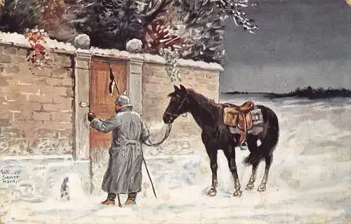 A147 Gemälde 1916 Verloren im feindlichen Land Soldat signiert W Scheuermann Postkarte
