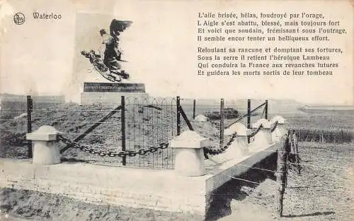 A960 Belgien Waterloo Denkmal Gedicht Vintage Postkarte
