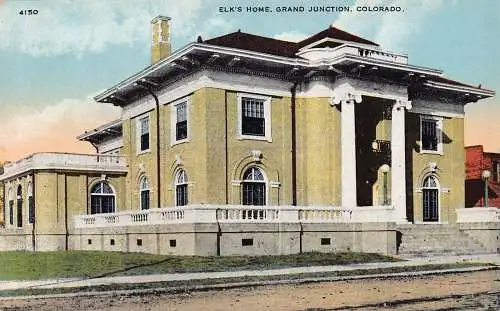 A962 US Elk's Home Grand Junction Colorado Vintage Postkarte