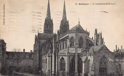 C061 Frankreich Quimper La Cathedrale 1943 Vintage Postkarte