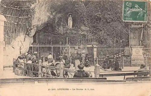 C061 Frankreich Lourdes La Grotte 1909 alte Postkarte