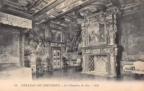 C061 Frankreich Chateau de Cheverny La Chambre du Roy Vintage Postkarte