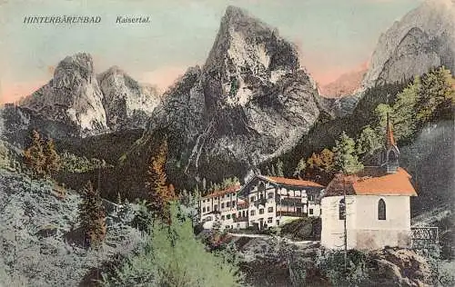 A144 Deutschland Hinterbaerenbad Kaisertaler Hütte Berge Vintage Postkarte