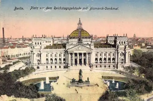 A168 Deutschland 1922 Berliner Platz Reichstagsgebaeude Bismarck Denkmal Postkarte