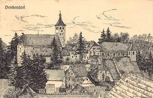 A166 Deutschland 1926 Denkendorf Kirchenhäuser Vintage Postkarte