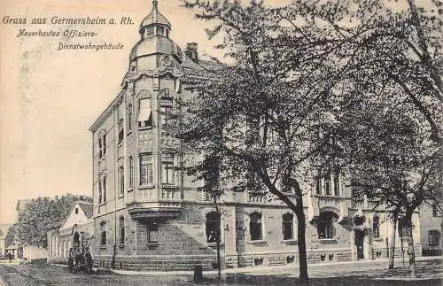 A167 Deutschland 1911 Gruss aus Germersheim a Rh Meuerbautes Offiziere Postkarte