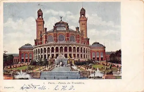 C053 Frankreich Paris Palais du Trocadero 1912 Vintage Postkarte