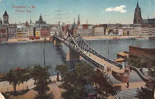 A167 Deutschland 1921 Frankfurt a M Eiserner Steg Brücke Vintage Postkarte