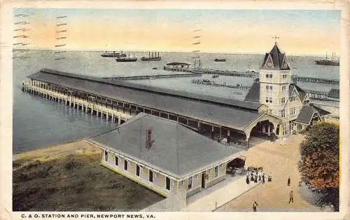 A968 US 1917 C&O Station And Pier Newport News Virginia Vintage Postkarte