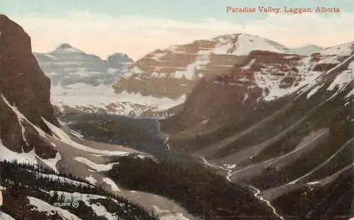 A963 Kanada Paradise Valley Laggan Alberta Vintage Postkarte
