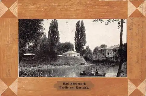 A166 Deutschland 1908 Bad Kreuznach Partie am Kurpark Passepartout Postkarte