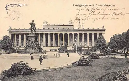 A168 Deutschland 1912 Berlin Lustgarten Garten Altes Museum Vintage Postkarte