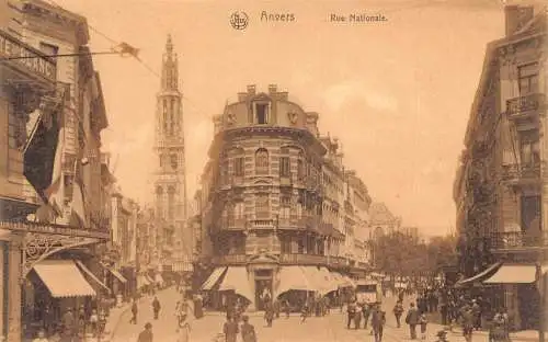 L258 Belgien Anvers - Rue Nationale. street view vintage Postkarte
