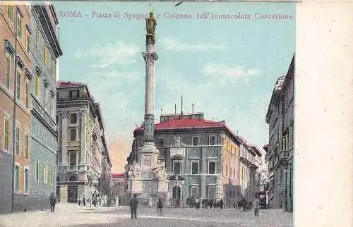 L257 Italien ROM - Piazza di Spagna e Colonna dell' Immacolata Concezione. Postkarte