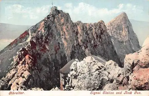 L256 Gibraltar Signal Station und Rock Gun Vintage Postkarte