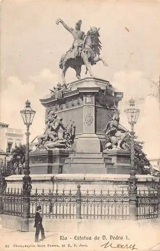 L251 Brasilien 1907 Rio Estatua de D. Pedro 1. Vintage Postkarte