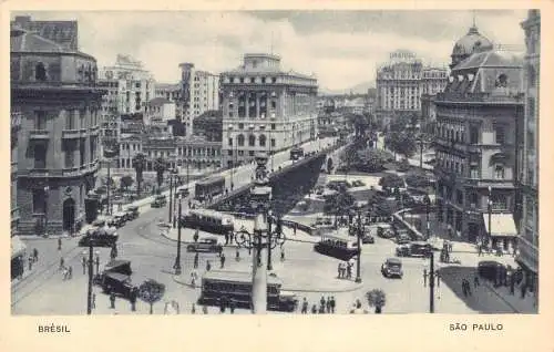L250 Brasilien BRÉSIL SÃO PAULO Panorama, Straßenbahn Oldtimer Postkarte