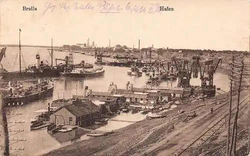 L109 Rumänien 1918 Braila Hafen Schiffe Boote 1. Weltkrieg Vintage Feldpostkarte