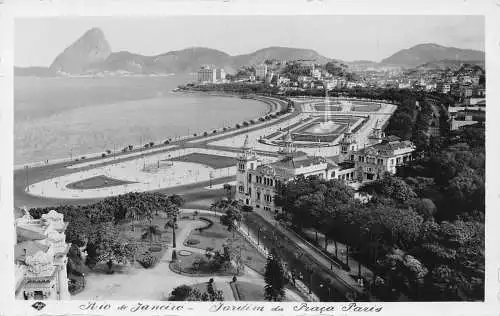 L250 Brasilien RIO DE JANEIRO Jardim da Praça Paris Vintage Postkarte