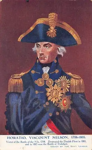 A979 Portrait Horatio Viscount Nelson Battle Trafalgar British Figur Postkarte