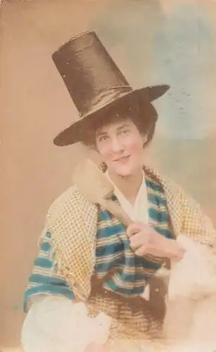A981 Walisische Volkskostüme Typen Frau Portrait 1907 RPPC Postkarte