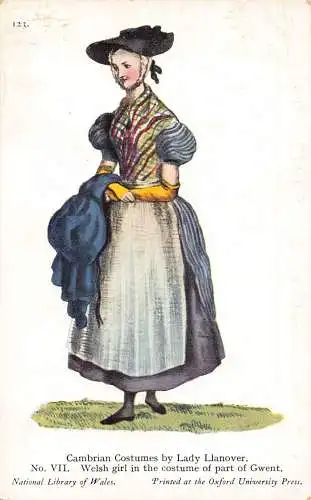 A981 Kambrische Kostüme von Lady Llanover Welsh Girl Kostüm von Gwent Postkarte