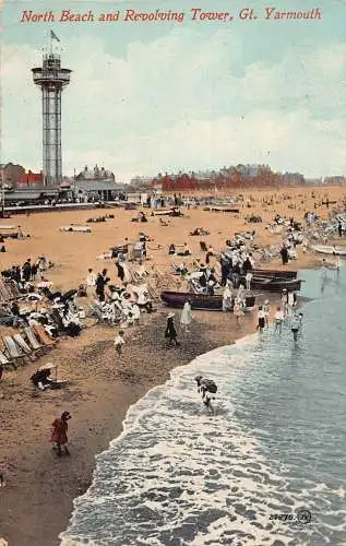 A980 England 1912 North Beach And Drehturm Gt Yarmouth Vintage Postkarte