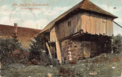 L023 Deutschland 1909 Alte Mühle Schwarzwald Wassermühle Vintage Postkarte