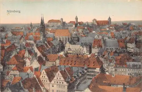 L022 Deutschland 1909 Nürnberg Panoramablick Vintage Postkarte