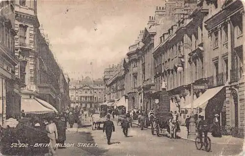 A982 England 1920 Bath Milsom Street Bicycle Shops Vintage Postkarte