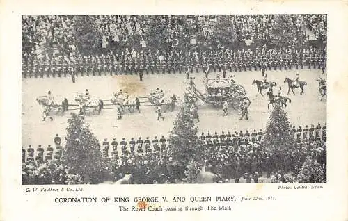 A983 Royalty Coronation of King George V Queen Mary 1911 Pass Mall Postkarte