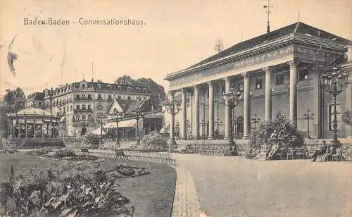 A166 Deutschland 1913 Schloss Baden-Baden Coversationhaus Vintage Postkarte