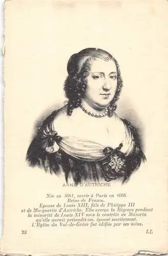 A984 Königskönigin von Frankreich Anne von Österreich Vintage Postkarte