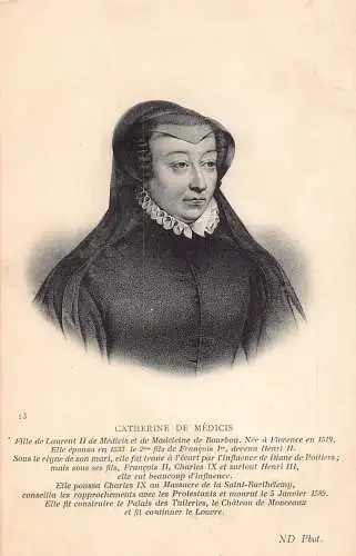 A984 Royalty Queen of France Catherine de' Medici Vintage Postkarte
