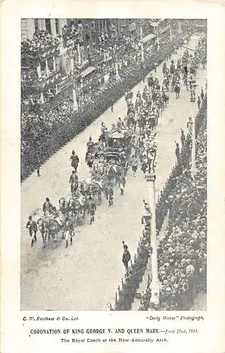 A984 Royalty Coronation King George V Queen Mary 1911 Admiralty Arch Postkarte
