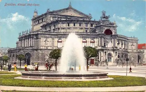 L022 Deutschland 1912 Dresden Königl Hof Opernbrunnen Vintage Postkarte
