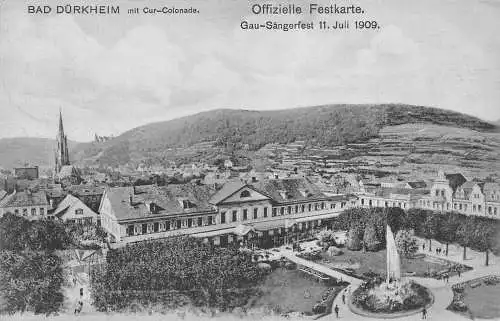 A164 Deutschland 1909 Bad Dürkheim Cur Kolonade Offizielle Festkarte Postkarte