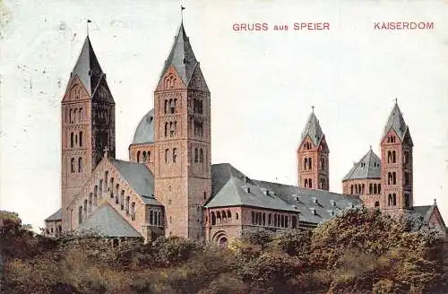 A164 Deutschland 1910 Gruss aus Speier Speyer Kaiserdom Vintage Postkarte