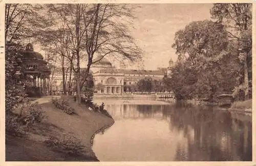 A164 Deutschland 1911 Wiesbaden Kurhaus Gartenansicht Vintage Postkarte