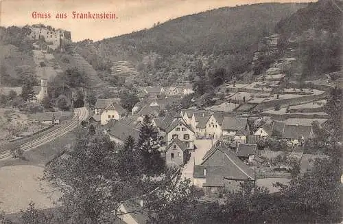 A165 Deutschland 1908 Gruss aus Frankenstein Gesamtansicht Vintage Postkarte
